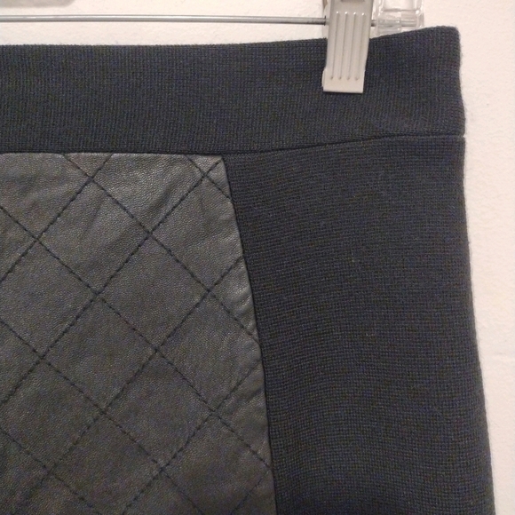 Milly - Lambskin Leather Wool Black Mini Skirt - Picture 5 of 16